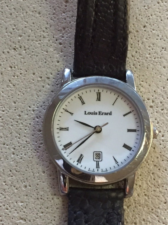 Louis Erard Swiss Made Ladies Quartz Watch w/Date All Original Leather Strap New Premium Batt W/R 30m Good Cond Runs Well