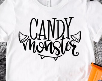 Candy Monster Halloween SVG: Kids Shirt Design (Digital Download)