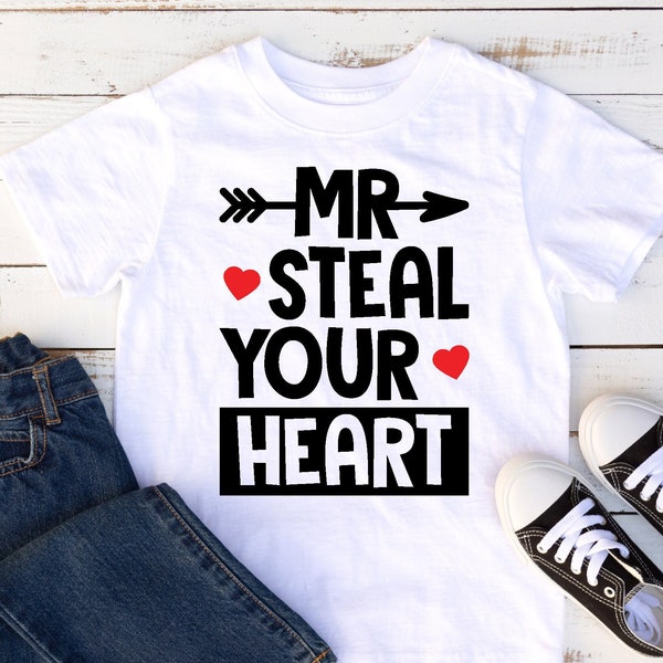 Mr Steal Your Heart svg, Boys Valentine svg, I Steal Hearts svg, Boy Valentines Day shirt svg