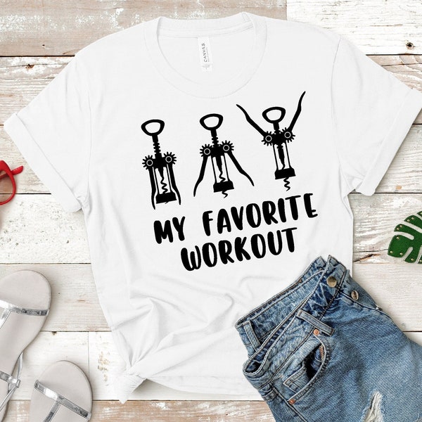 My Favorite Workout svg, Funny Wine svg, Wine Lover Fitness svg, Gym Wine Sprüche svg, Korkenzieher Workout svg, Cricut & Silhouette Plotterdatei