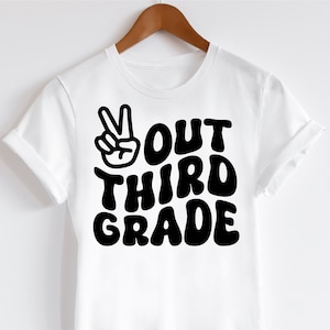 Peace Out 3rd Grade svg, Last Day of Third Grade svg, 3rd Grade Graduation svg, Wavy Peace Out Third Grade svg