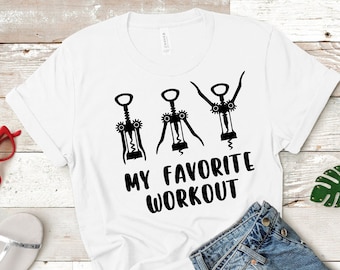 My Favorite Workout svg, Funny Wine svg, Wine Lover Fitness svg, Gym Wine Sayings svg, Corkscrew Workout svg, Cricut & Silhouette cut file