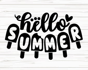 Hello Summer svg, End Of School svg, Kids Summer svg, Summer Break Vacation svg, Kids Shirt svg file, Ice Cream svg, Silhouette & Cricut