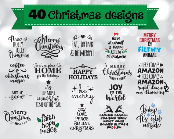 Christmas Svg Bundle Set Of 40 Christmas Svg Designs Holiday Etsy
