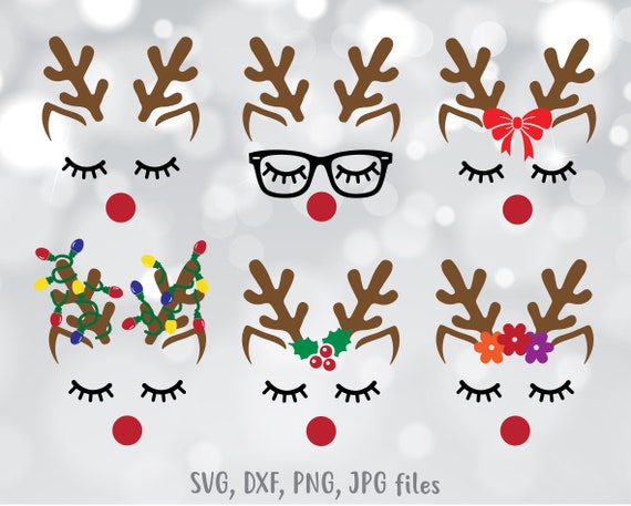 Download Reindeer Face Set Svg Cut File Vinyl Decal For Silhouette Etsy