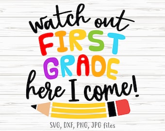 First Grade SVG: Back To School T-Shirt Design (Digital Download)