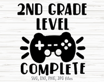 2nd Grade Level Complete SVG: Video Game Graduation Shirt Design