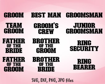 Groom Party svg Bundle, Wedding Cut Files (svg, dxf, jpg, png)