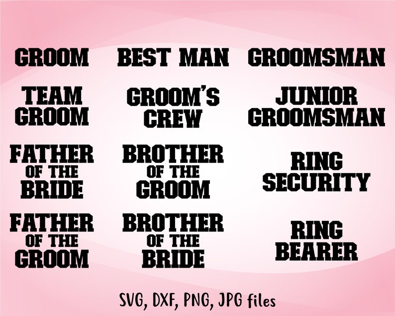 Groom Party Bundle Men's Bridal Party Svg Groom Wedding Etsy