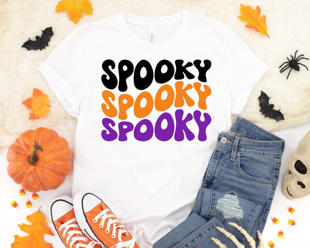 Spooky Svg Wavy Halloween Shirt Svg Spooky Retro Saying Svg - Etsy