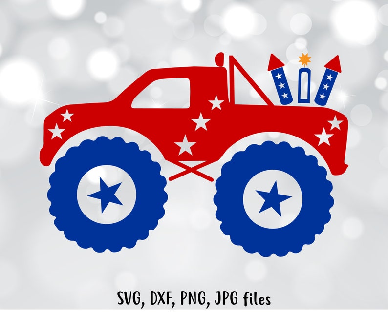 Download July 4th Monster Truck SVG Fireworks SVG File Patriotic ...