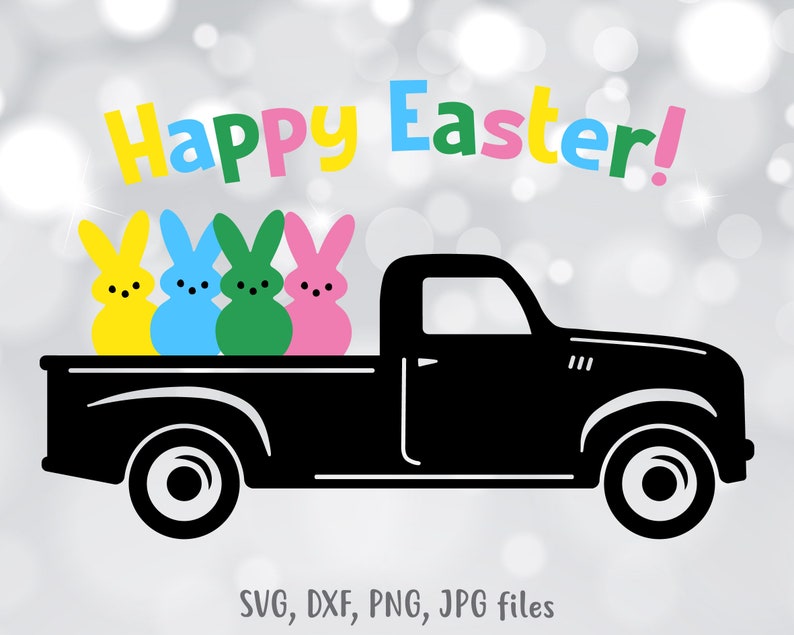 Download Happy Easter svg Easter Truck with Peeps svg Easter Bunny ...