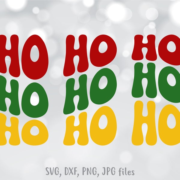 Ho Ho Ho svg, Christmas svg, Retro Santa Saying svg, Holiday svg, Wavy Stacked svg, Ho Ho Ho Christmas Shirt svg | Silhouette & Cricut