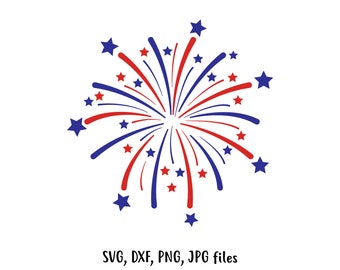 Fireworks SVG, 4th of July svg, USA Firework svg, America Stars & Stripes svg, Freedom svg, Red and Blue svg, Cricut Silhouette Cut Files