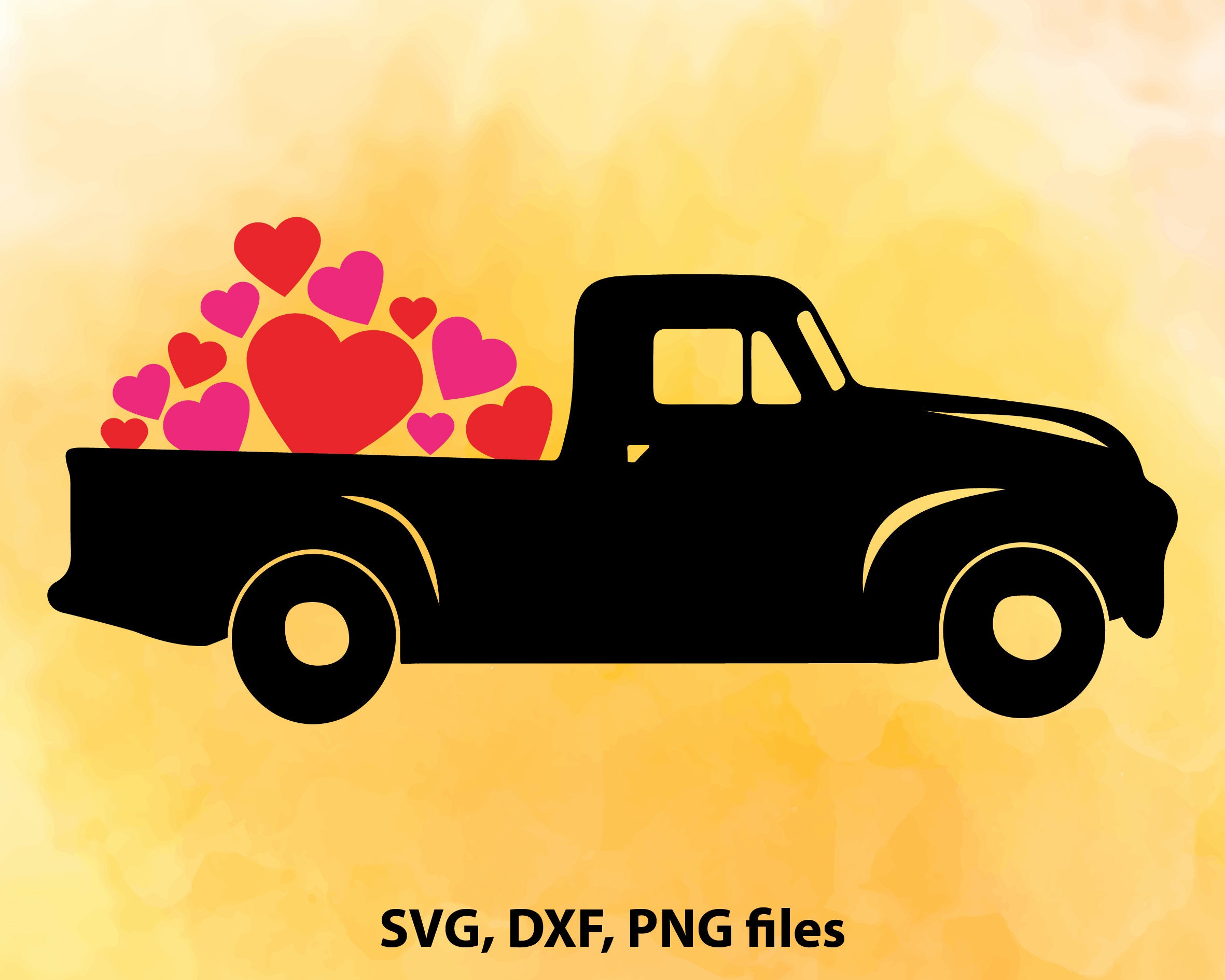 Download Love Truck SVG Valentines day pick up svg Heart Truck DXF ...
