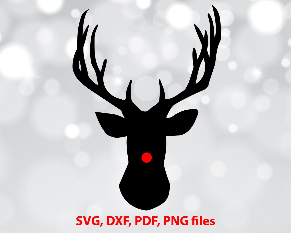 Download Reindeer SVG Red nose DXF Deer Cut File Christmas clip art ...