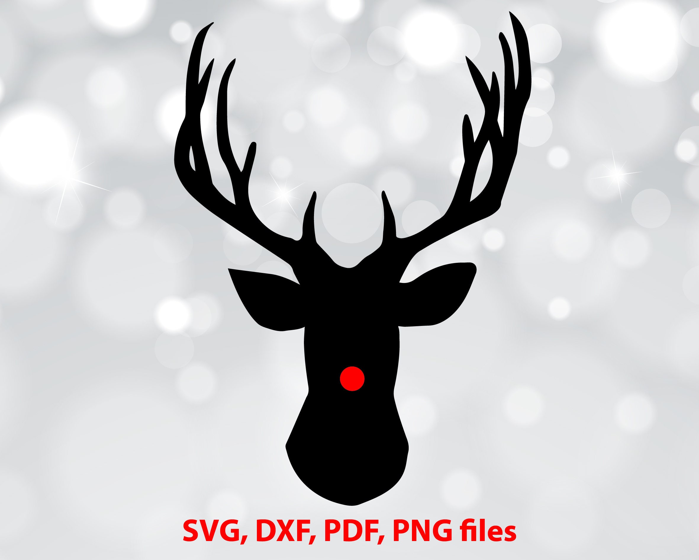 Download Reindeer SVG Red nose DXF Deer Cut File Christmas clip art ...