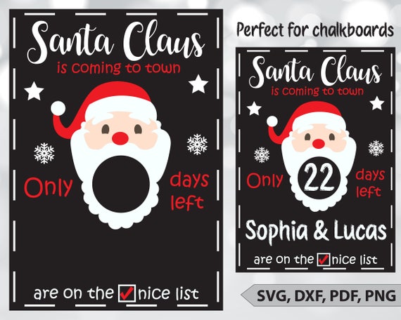 Download Free Santa Claus Countdown Svg Santa Chalkboard Dxf Days Until Etsy SVG DXF Cut File