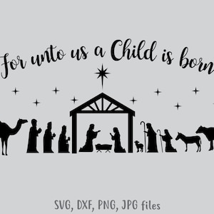 Nativity SVG, Nativity scene svg, Christmas SVG, Holiday Decoration Decal, Vinyl Cut File, Nativity Cricut, Silhouette files svg dxf png jpg