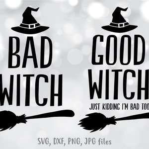 Strega buona strega cattiva svg, Strega divertente svg, Maglietta di Halloween per donne abbinate file svg, Migliore amica Halloween svg, Ragazza divertente Halloween svg