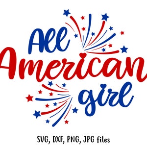 Ragazza americana in formato SVG, Ragazza 4 luglio in formato SVG, Ragazza USA in formato SVG, Ragazza patriottica in formato SVG, Ragazza giorno dell'indipendenza, Cricut e Silhouette