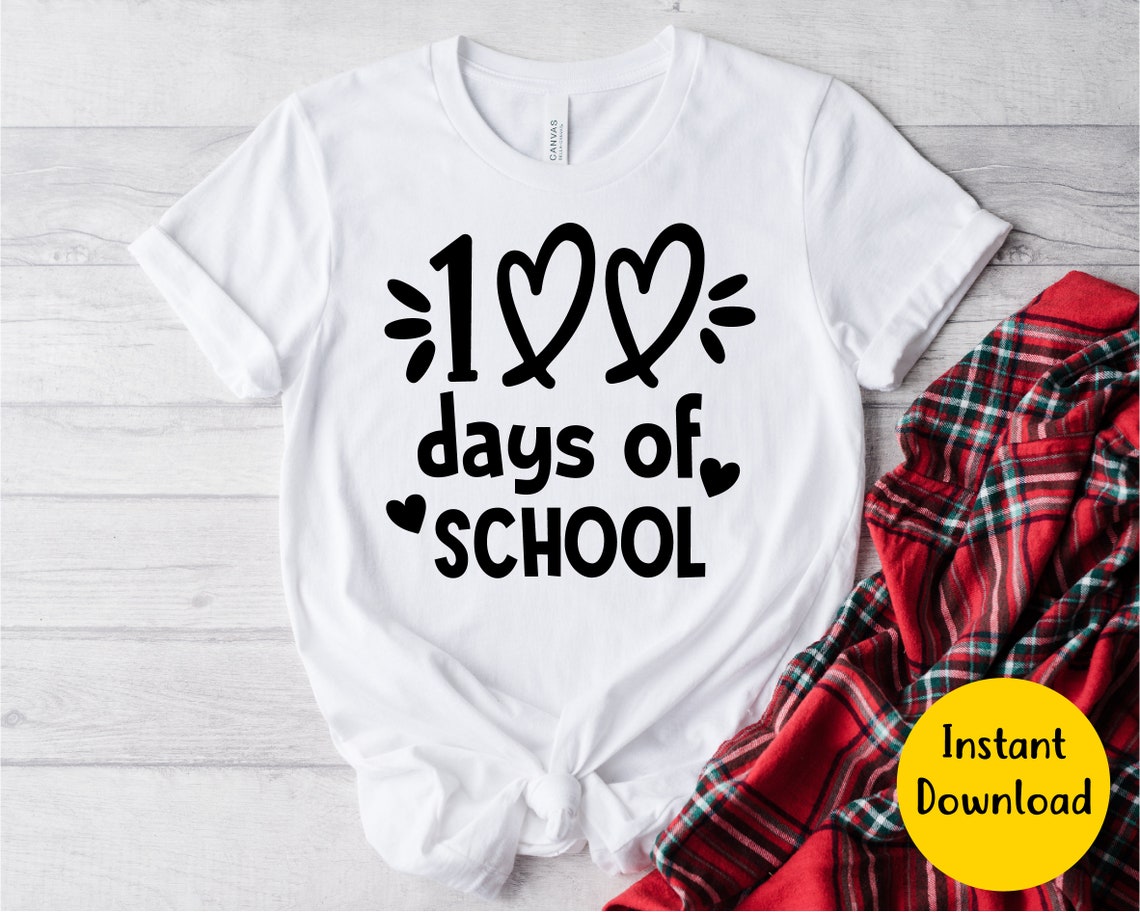 100 Days of School Svg 100 Hearts Svg 100th Day of School | Etsy