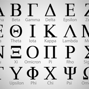 Greek Alphabet svg, Greek Letters svg, Sorority Letters svg, Fraternity Names svg, Cricut & Silhouette | Includes svg dxf png jpg files