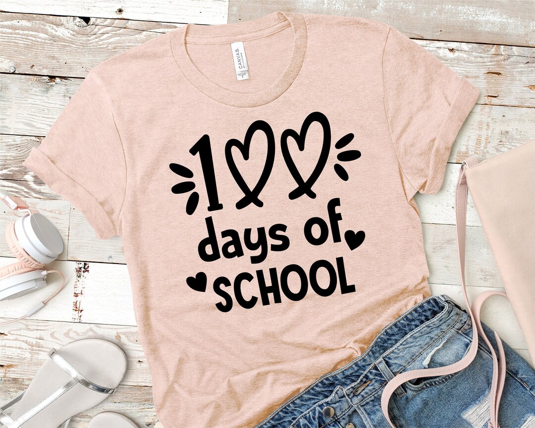 100 Days of School Svg, 100 Hearts Svg, 100th Day of School Svg, Cute ...