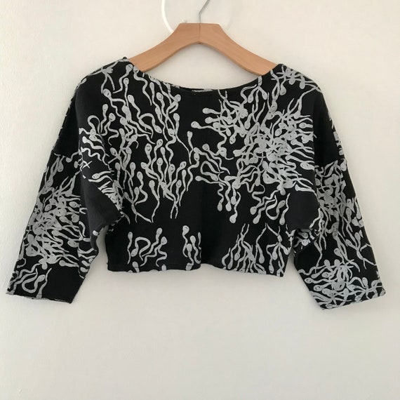 Vintage 80's 90's Sperm Allover Print Cropped Shir