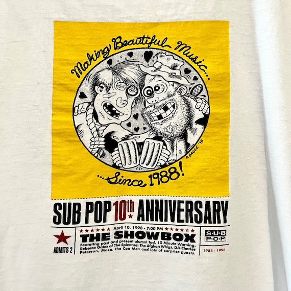 Vintage 1988 1998 Sub Pop 10 Year Anniversary Shi… - image 4