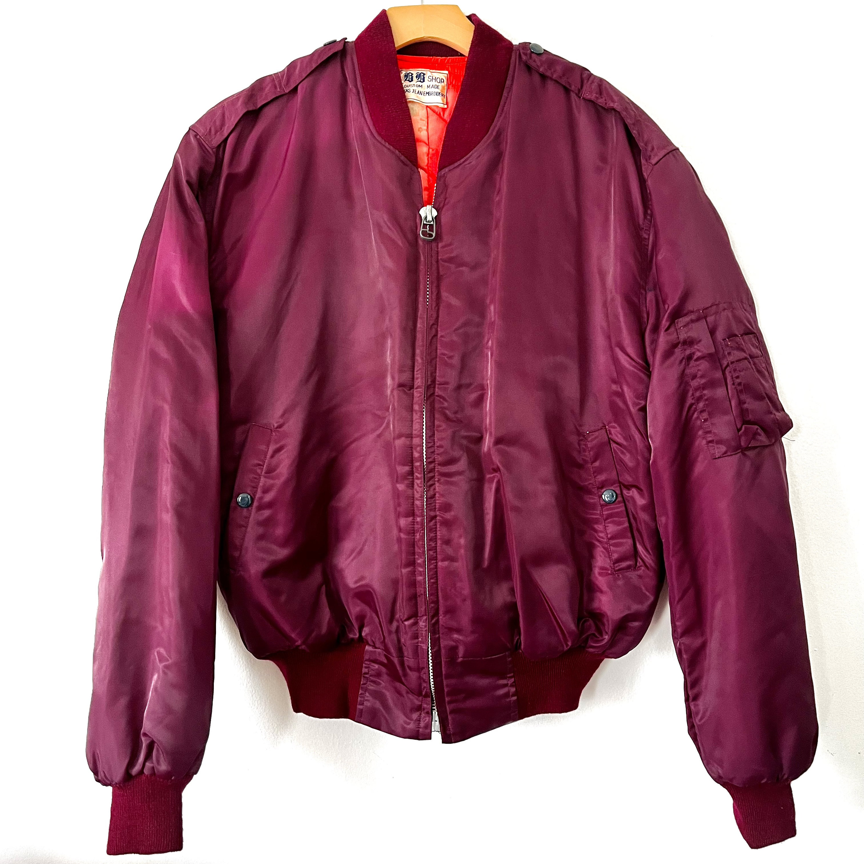 Vintage 80s Maroon Purple Bomber Jacket MA-1 Air Force