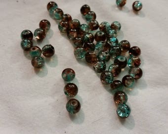 set of 47 plastic two-tone turquoise and Brown beads