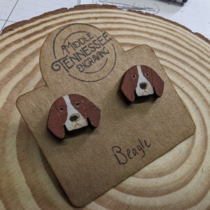 Hand-painted Beagle Stud Earrings