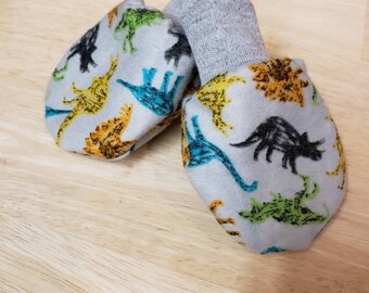 dinosaur baby mittens