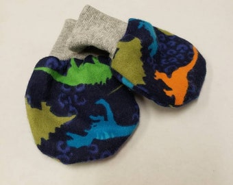 dinosaur baby mittens