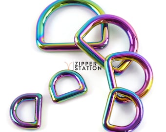 Rainbow Metal D Rings: Solid Cast Crafting Hardware (10 to 32mm)