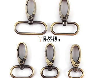 Bronze Metal Clasps - Lobster Swivel Trigger Clips Snap Hook - 5 sizes from 16mm to 38mm webbing