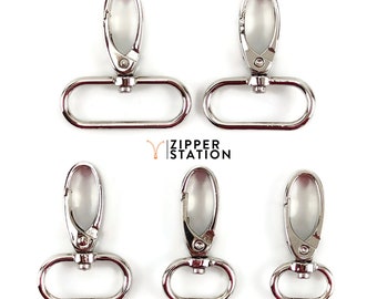 Silver Bag Clasps - Lobster Swivel Trigger Clips Snap Hook - 5 sizes from 16mm to 38mm webbing