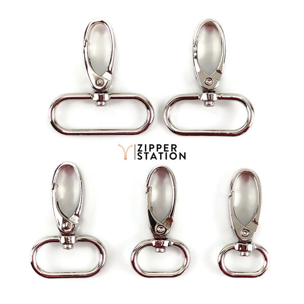 Silver Bag Clasps - Lobster Swivel Trigger Clips Snap Hook - 5 sizes from 16mm to 38mm webbing