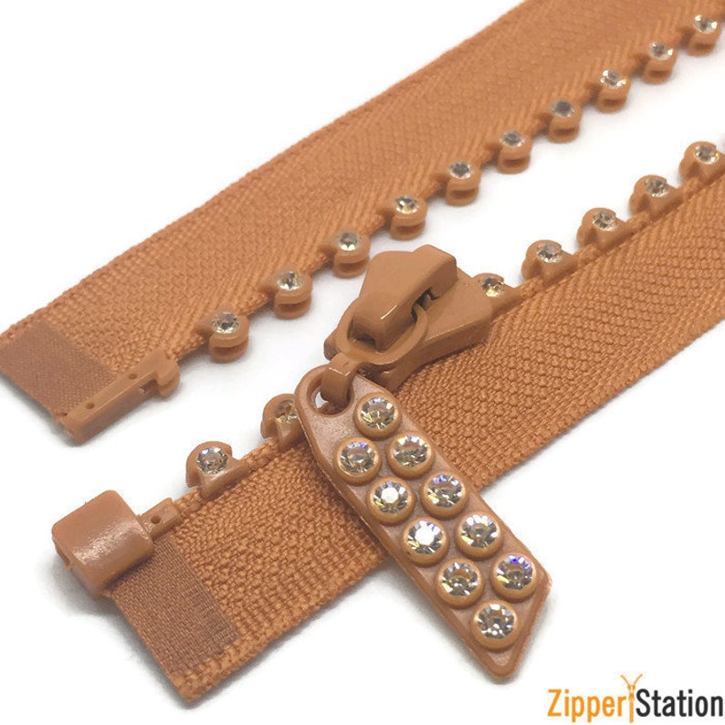 Rhinestone Teeth Zip OPEN END. Chunky Plastic Teeth Zipper Etsy