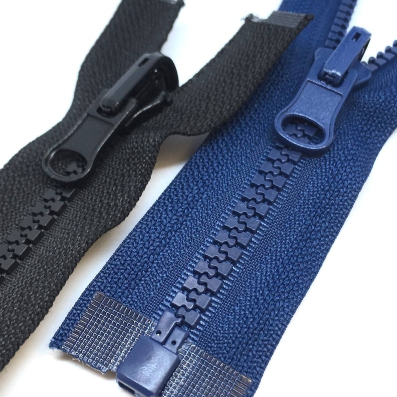 REVERSIBLE Chunky Plastic Open End Zipper Black and Navy No5 Reversable Zip