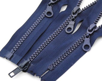 Navy Chunky Plastic Zips - Open End, Closed End and 2 way zippers for coats, jackets, pockets, cases, pouches