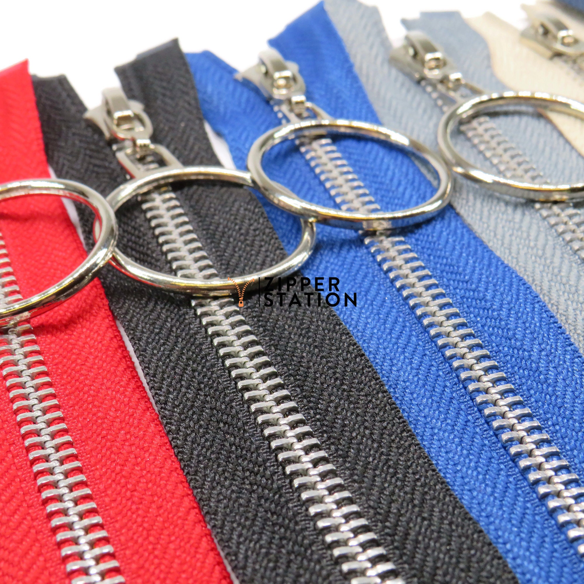 Metal Zips Open End 5 Silver No5 Weight Zipper With O Ring Etsy UK