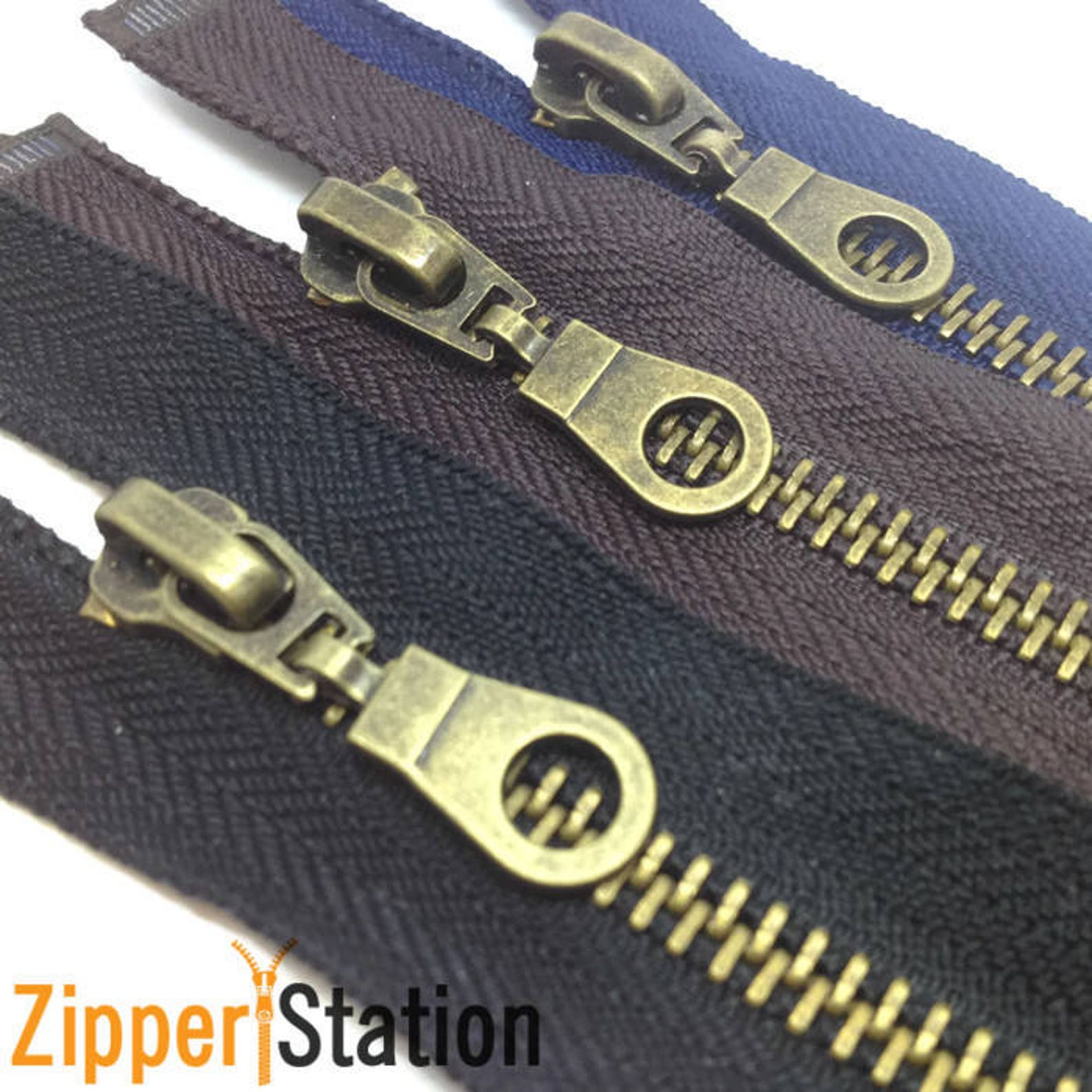 Antique Brass Metal Zips Zippers Open End No5 heavy Duty Etsy UK