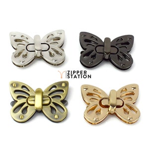 Turnlock Clasp Butterfly Shape - Bag Purse Leather Twist Lock Alloy