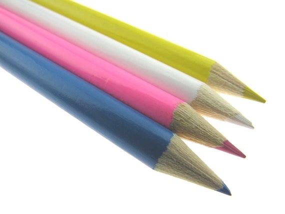 Lot De 4 Crayons à Craie De Tailleur - Couleurs : Blanc, Bleu, Jaune, Rose - Pour Marquage Sur Tissu - Effaçable