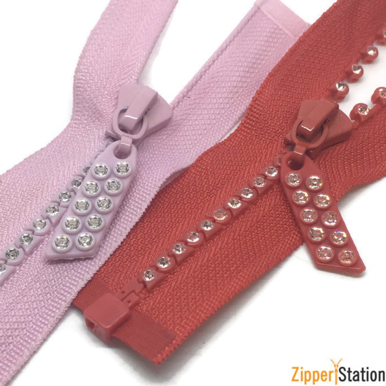 Rhinestone Teeth Zip OPEN END. Chunky Plastic Teeth Zipper Etsy UK