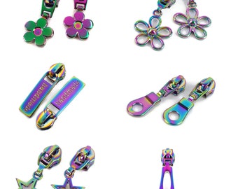 Rainbow Zipper Pulls for #5 Nylon Continuous Zip - Zip sliders runners fastener