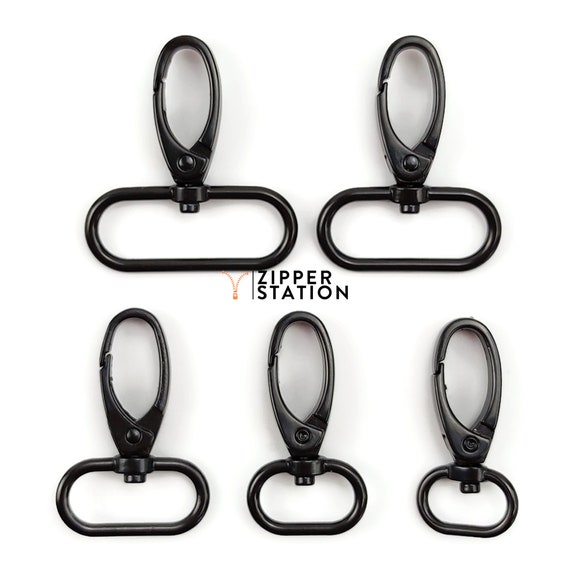 Black Metal Clasps Lobster Swivel Trigger Clips Snap Hook 5 Sizes From 16mm  to 38mm Webbing 