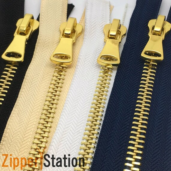 ☆Zipper☆ Heavy Duty No8 Polished Gold Teeth Zip/metal Open End Zipper